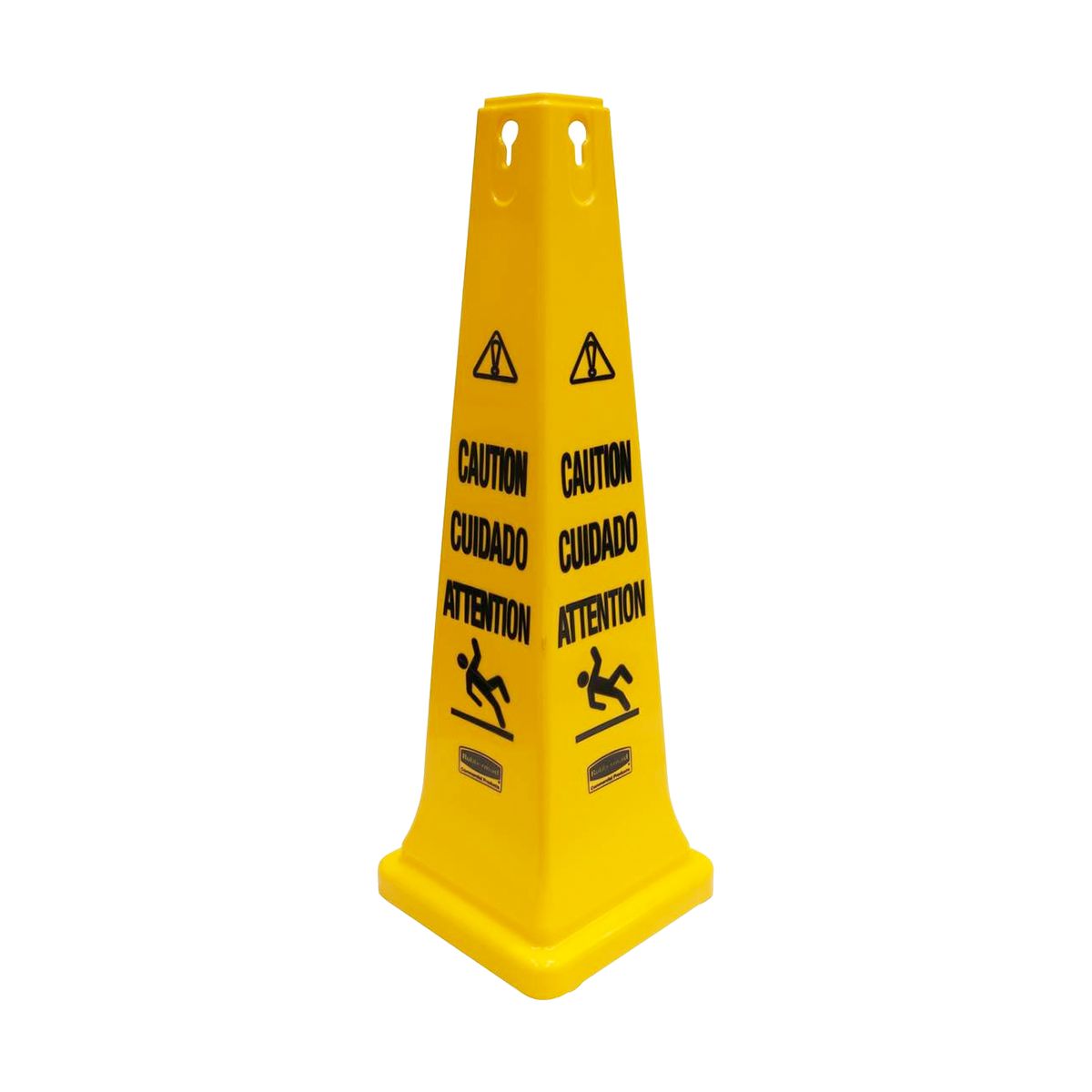 Cone de segurança com texto Cuidado em plástico amarelo Rubbermaid 91cm