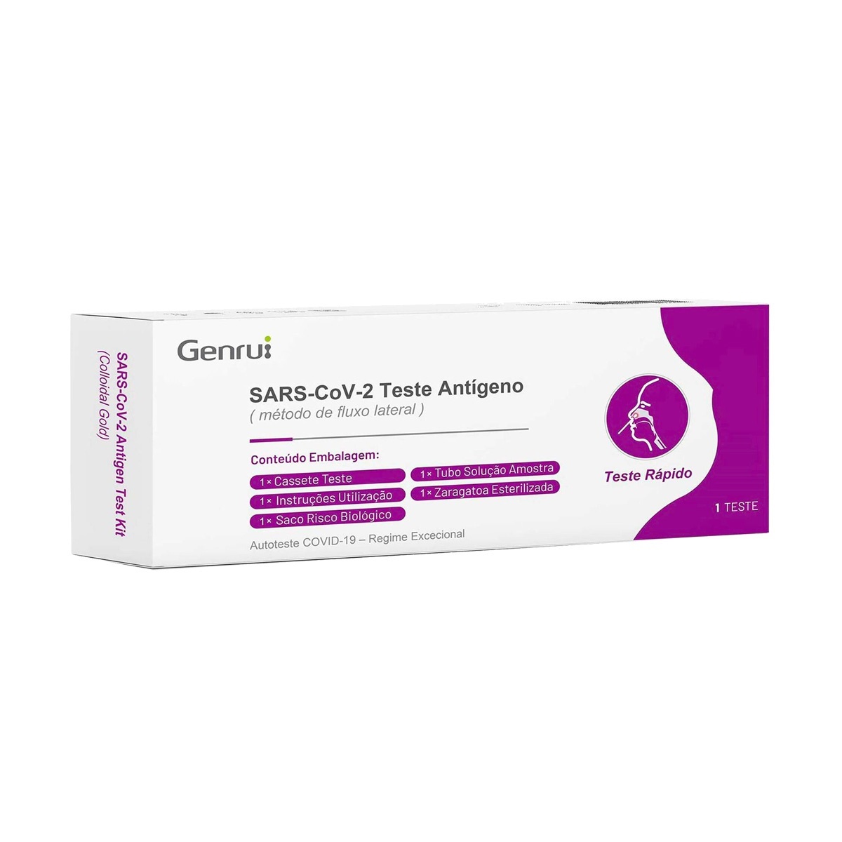 Teste rápido de antigénio SARS-CoV-2 Covid-19 Genrui (Pack 10)