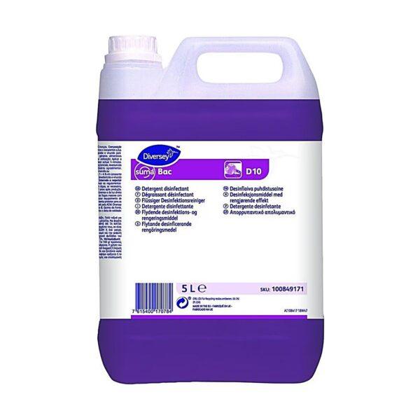 Detergente desinfectante concentrado Diversey Suma Bac D10 SmartDose 5lt Detergente desinfectante concentrado Diversey Suma Bac D10 SmartDose 5lt