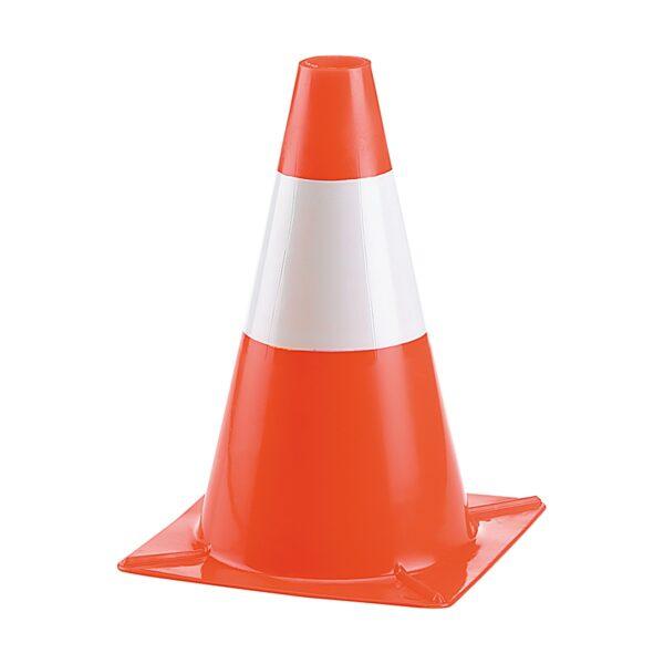 Cone de sinalização de trânsito ou perigo branco e laranja 30cm