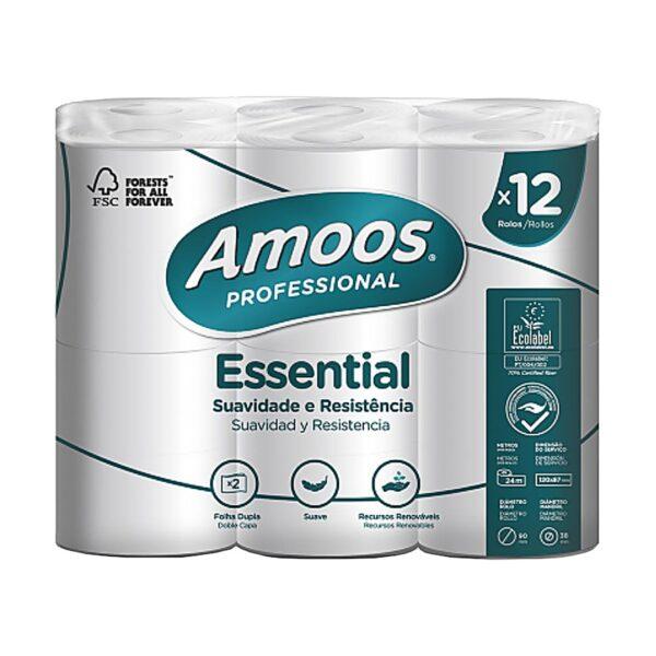 Papel higiénico doméstico 24mt 2 folhas 30g Amoos 12 rolos Papel higiénico doméstico 24mt 2 folhas 30g Amoos 12 rolos