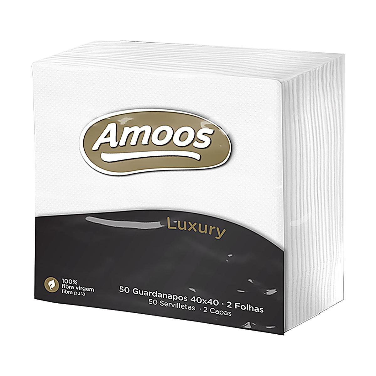 Guardanapos branco 40x40 2 folhas Amoos Luxury 50 unid. Guardanapos branco 40x40 2 folhas Amoos Luxury 50 unid.