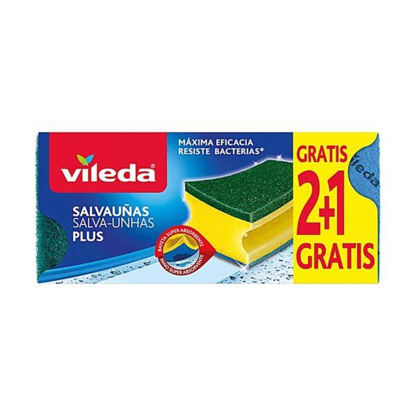 Esponja com esfregão salva unhas amarela e verde Vileda (pack 2+1)
