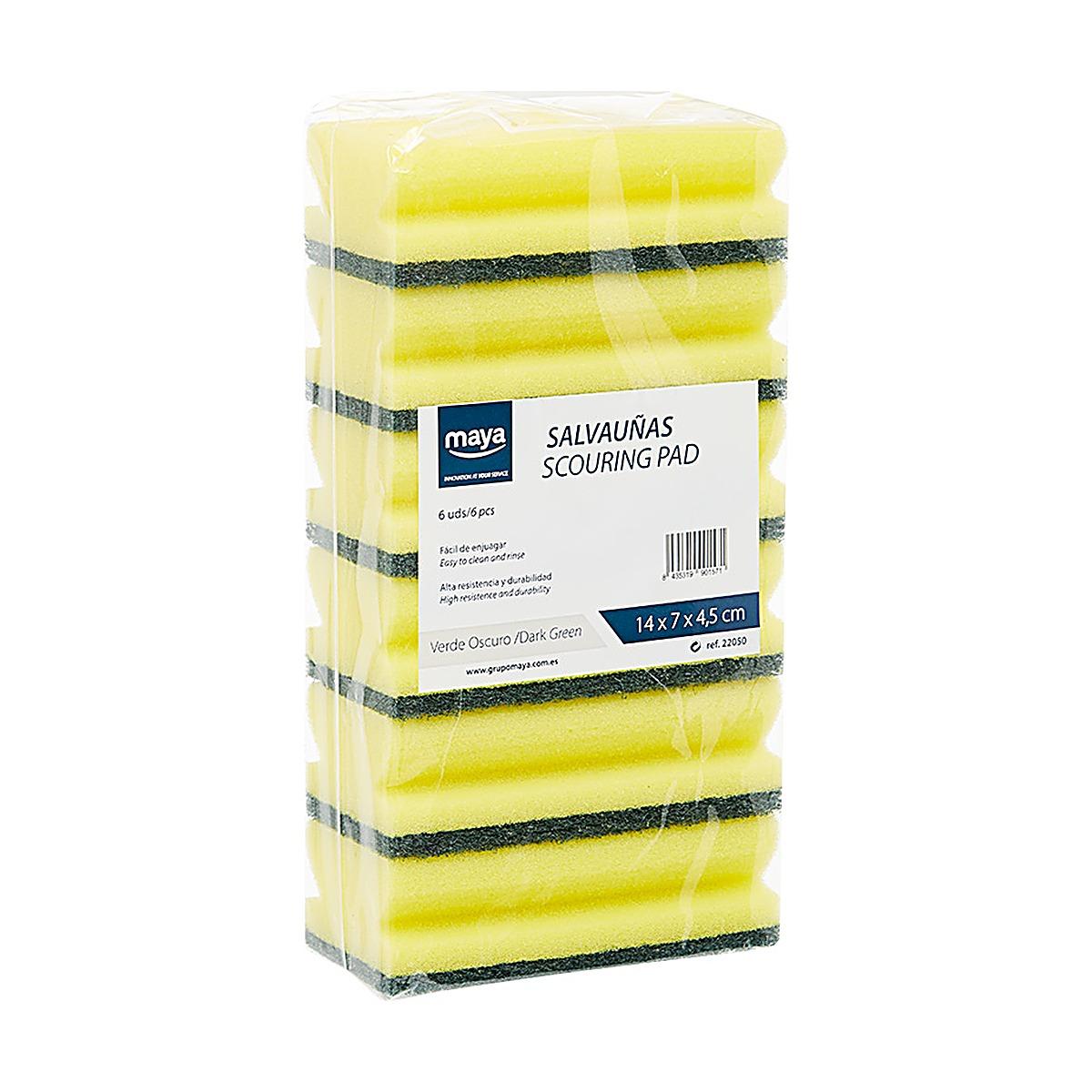 Esfregão esponja salva unhas amarelo e verde 14x7 (pack 6) Esfregão esponja salva unhas amarelo e verde 14x7 (pack 6)