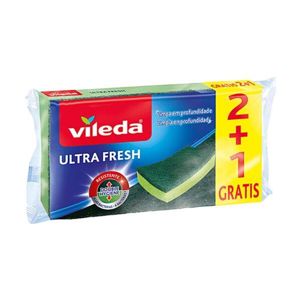 Esponja com esfregão salva unhas amarela e verde Vileda Fresh (pack 2+1)