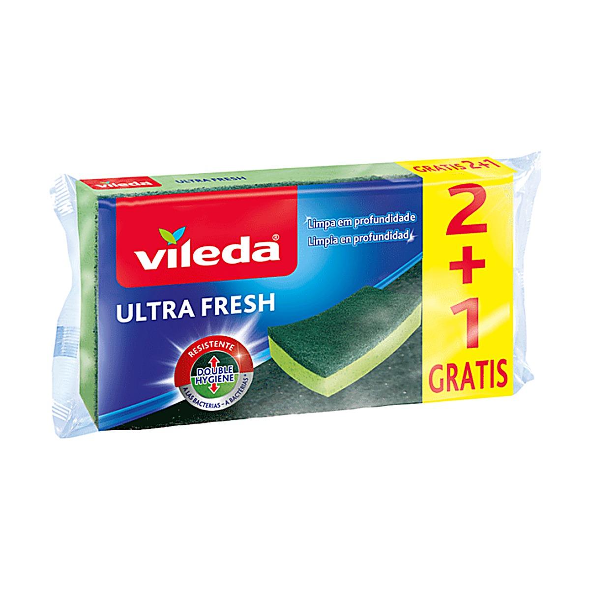 Esponja com esfregão salva unhas amarela e verde Vileda Fresh (pack 2+1) Esponja com esfregão salva unhas amarela e verde Vileda Fresh (pack 2+1)
