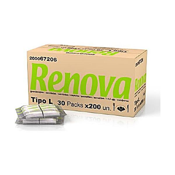 Guardanapos de bar brancos 17x17cm 1 folha Renova (pack 30x200 = 6000)