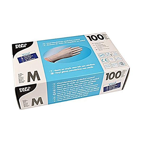 Luvas de protecção em vinil (sem pó) tamanho M 100un